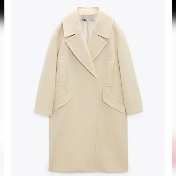 Zara Oversized Coat Cream - Picture 6 of 17